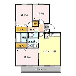 リビングタウン堀之内A 3LDKの間取図画像