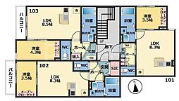 メゾン・ドゥ・アッシュ市川II 1LDKの間取図画像