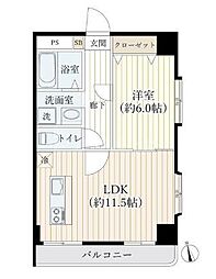 プリマベーラ船橋 1LDKの間取図画像