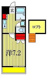 サニーコート3 1Kの間取図画像