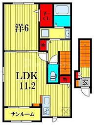愛馬ハイム 1LDKの間取図画像