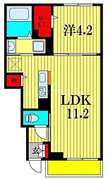 愛馬ハイム 1LDKの間取図画像