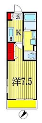 ラスカラ西船橋 1Kの間取図画像