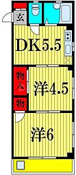メゾン市川 2DKの間取図画像