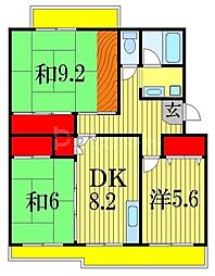 第3森田マンション 3DKの間取図画像