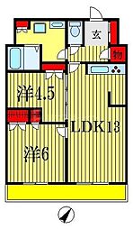 パークアクシス西船橋本郷町 8階2LDKの間取り