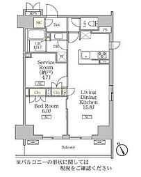 リーフシティ市川　ザ・レジデンス 4階2LDKの間取り