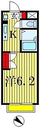 ビートルズスクエア 3階1Kの間取り