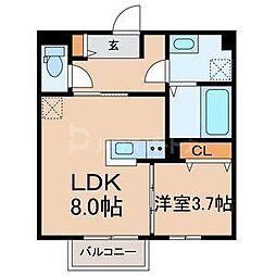 リトルキャビン 1階1LDKの間取り