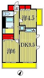 パークアクシス西船橋本郷町 3階2DKの間取り