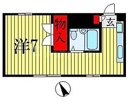 エステートピアジュネス 2階ワンルームの間取り