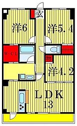 クレール大洲 1階3LDKの間取り