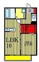 メゾンGM 2階1LDKの間取り