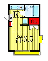 エルメゾン菅野 1階ワンルームの間取り