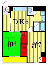 ヴォワール国府台 5階2DKの間取り