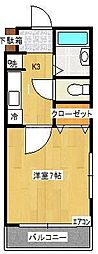 メゾンプロシード 1階1Kの間取り