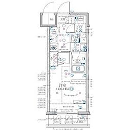 ディアレイシャス東別院 2階1Kの間取り