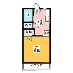 ドエル津島 1Kの間取図画像