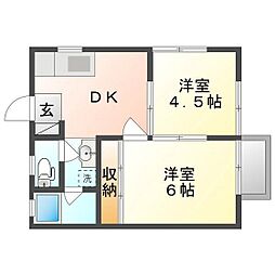 コーポモザン105 2DKの間取図画像