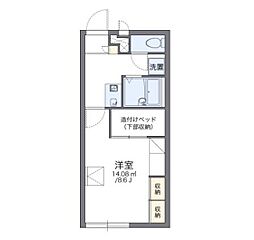 レオパレスひかり 1階1Kの間取り