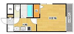 JR山陽本線 岡山駅 徒歩10分の賃貸アパート 3階1Kの間取り