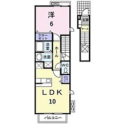 バス 山陽学園大学短大前下車 徒歩4分の賃貸アパート 2階1LDKの間取り