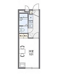 バス 福井入口下車 徒歩10分の賃貸アパート 2階1Kの間取り