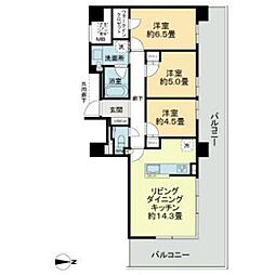 ライオンズタワー岡山千日前 3LDKの間取図画像