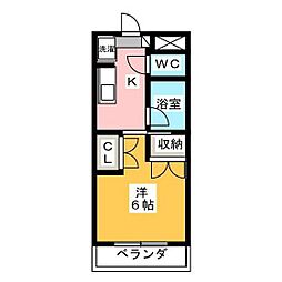 マンションＬｅｅII 3階1Kの間取り
