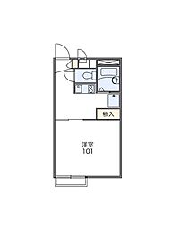 レオパレスブルースカイ1 1Kの間取図画像