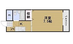 アルフィーネ厚生町 4階1Kの間取り