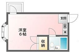 ベルハイム医大東 4階1Kの間取り