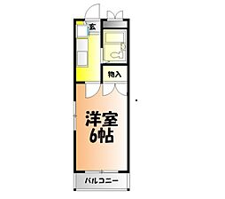 トレンディーI 4階1Kの間取り