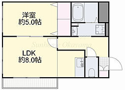 グランデュール医大南 3階1LDKの間取り