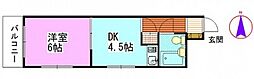 ライオンズマンション中山下 1DKの間取図画像