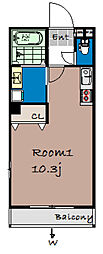 BELLAGIO 1階ワンルームの間取り