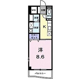 エル・クレール 1Kの間取図画像
