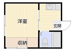 南方ハイツ 1階1Kの間取り