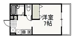 カーサ・アネーロB 1Kの間取図画像