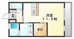 ウエスト・グランディール 1階ワンルームの間取り