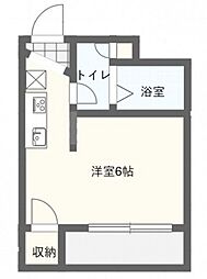 レファインド岡山 4階ワンルームの間取り