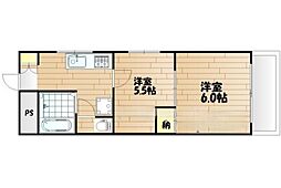 メゾンドベルプレ 2階2Kの間取り