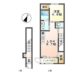 リヴェールメゾン 2階1LDKの間取り