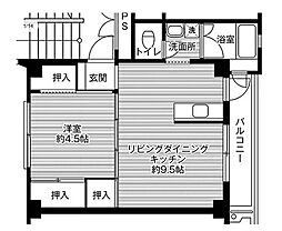 ビレッジハウス稲荷2号棟 1LDKの間取図画像