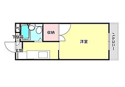 メゾン西古松 1Kの間取図画像