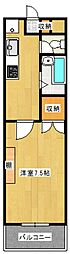 ロイヤルミッテ 1Kの間取図画像