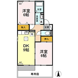 オルテンシア 2LDKの間取図画像