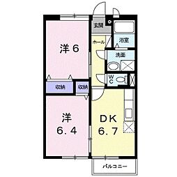 光南台ピュアステージ 2DKの間取図画像