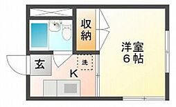 大供コーポ 1Kの間取図画像