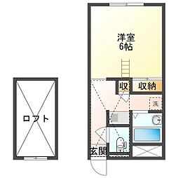 レオパレスエクレール 1Kの間取図画像
